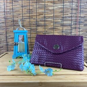 Giselle Paris Esme Woven Clutch in Plum